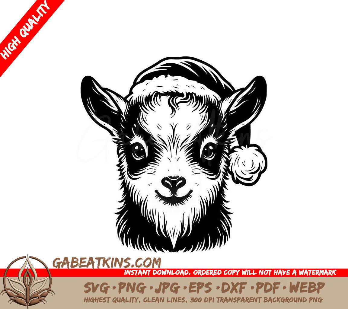  A Goat Wearing A Santa Hat SVG - Christmas Goat SVG