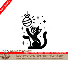  A Cat Playing With A Ball SVG - Christmas Kitty Playtime SVG