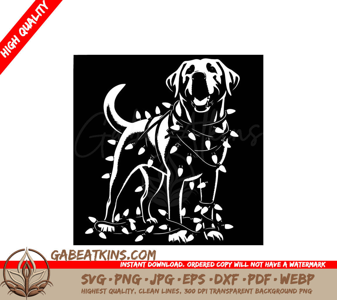  A Dog Wrapped In Christmas Lights SVG - Christmas Labrador Lights SVG