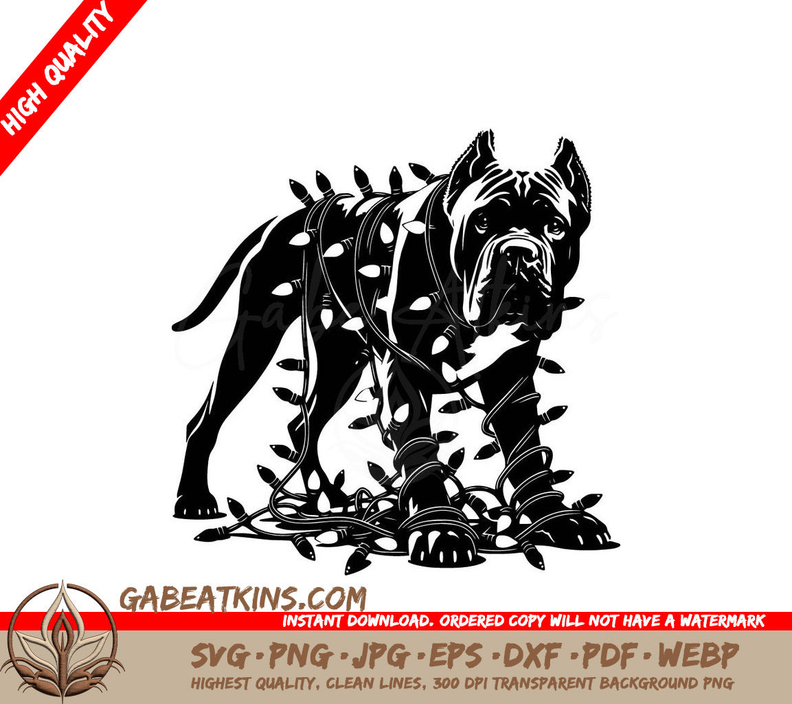  A Dog Wrapped In Christmas Lights SVG - Christmas Light Cane Corso SVG