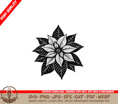 Christmas Poinsetta Floral SVG - Digital File AI PDF DXF EPS WebP