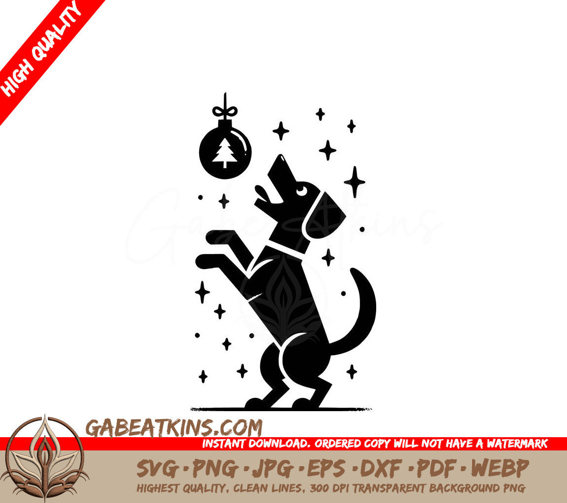  A Dog Reaching For A Christmas Ornament SVG - Christmas Pup Delight SVG