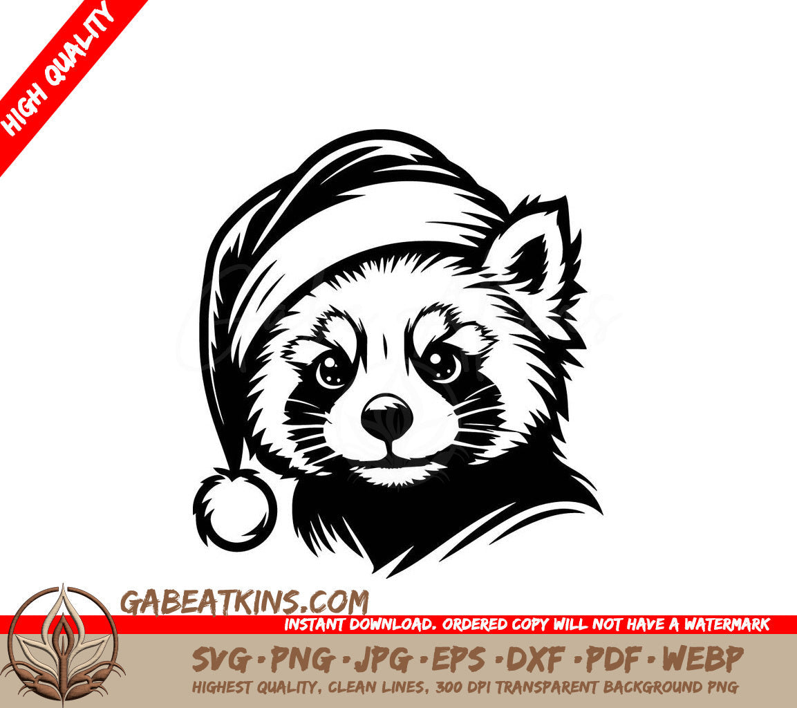  A Raccoon Wearing A Santa Hat SVG - Christmas Raccoon SVG