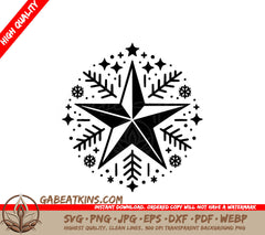  A Star With Snowflakes Around It SVG - Christmas Star Display SVG