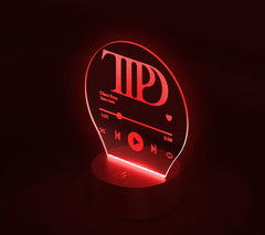 Taylor Swift Night Light - Personalized with your favorite TTPD Song - Showing Red Color