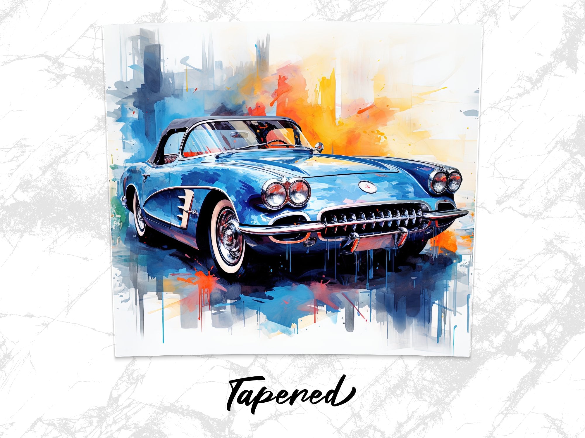 Classic Corvette Urban Watercolor Tumbler Wrap | 20oz Tumbler Wrap Sublimation Design PNG - Gabe Atkins Designs