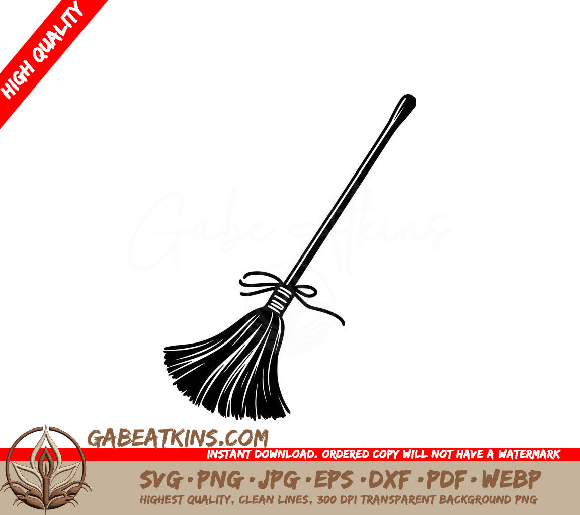 A Black And White Drawing Of A Broom On A White Background