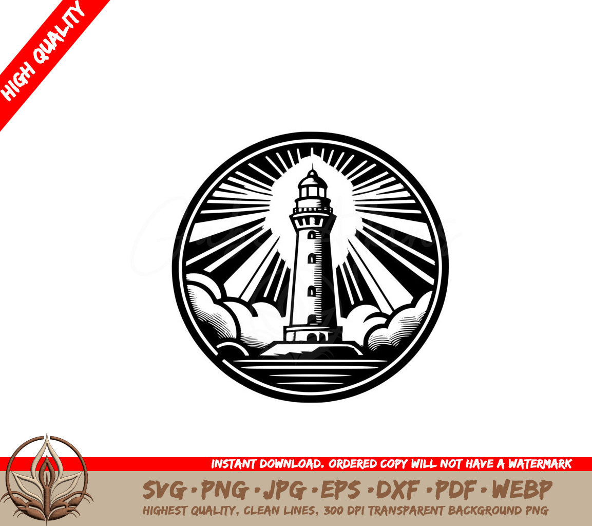 Cloud Crested Lighthouse SVG - Digital Product File