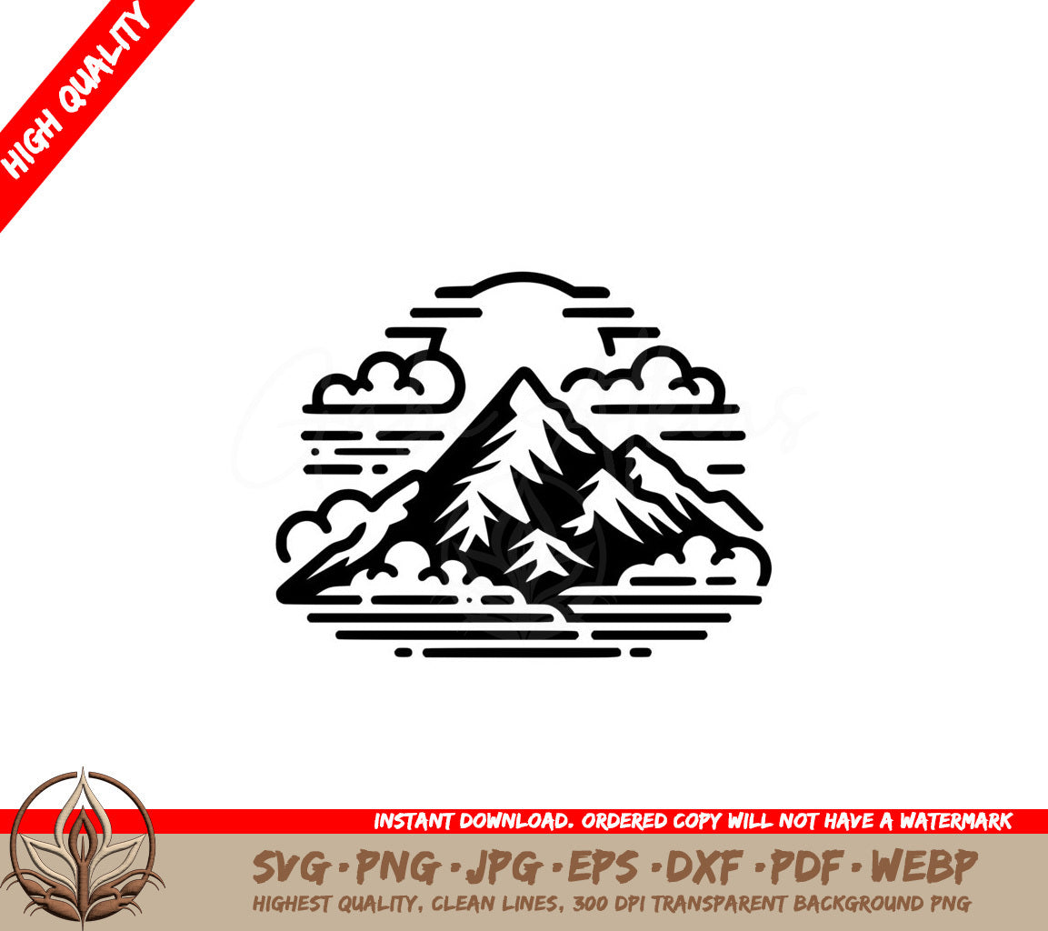 Clouds Over Peaks SVG - Digital product file in multiple formats