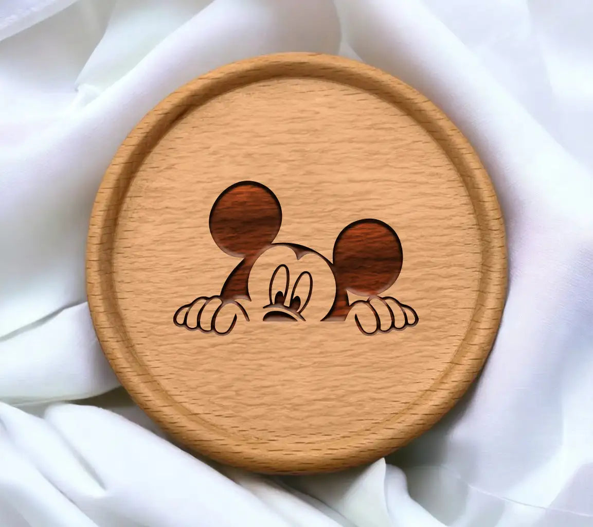 Mickey Mouse Peeking SVG -  Face Drawing for Coasters SVG