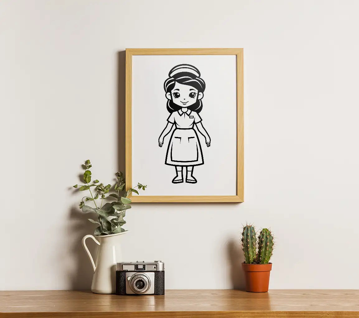 Compassionate Nurse SVG  Girl with Hat & Apron SVG