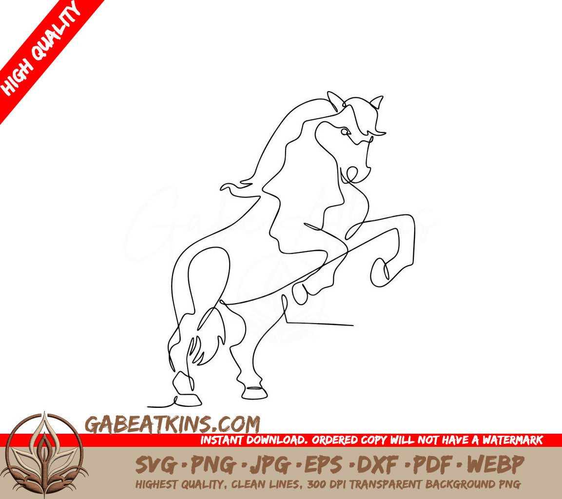 A Continuous Line Drawing Of A Horse On Its Hind Legs SVG - Continuous Line Drawing of Horse SVG