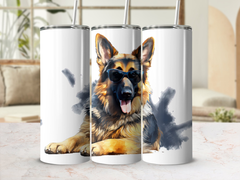 Cool German Shepherd Dog with Sunglasses Tumbler Wrap | 20Oz Tumbler W | 20Oz Tumbler Wrap Sublimation Design PNG