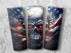 Cool Rebel Skull Tumbler Wrap | 20oz American Flag Design | Digital Ar | 20 Oz Tumbler Wrap Sublimation Design