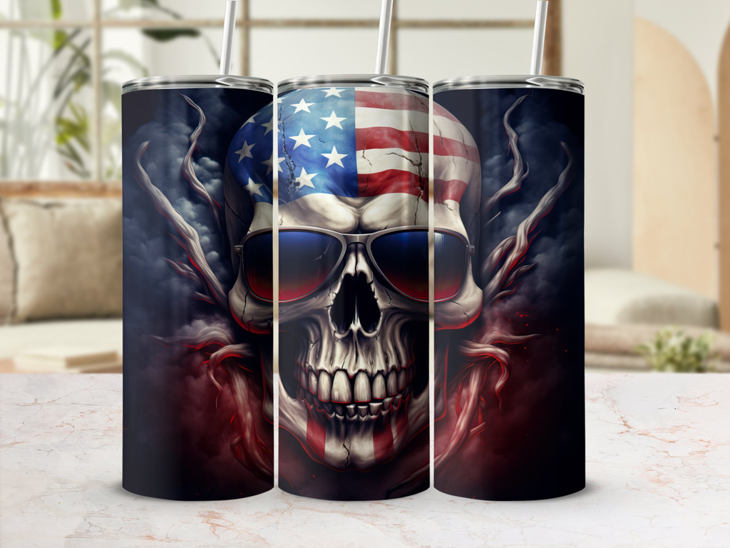 Patriotic Skull Sublimation Design for 20oz Tumblers - DIY Creative Wr | 20oz Tumblers - DIY Creative Wrap