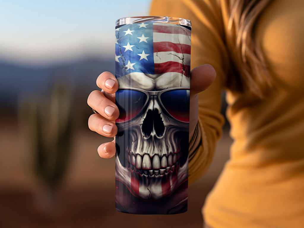 Patriotic Skull Sublimation Design for 20oz Tumblers - DIY Creative Wr | 20oz Tumblers - DIY Creative Wrap