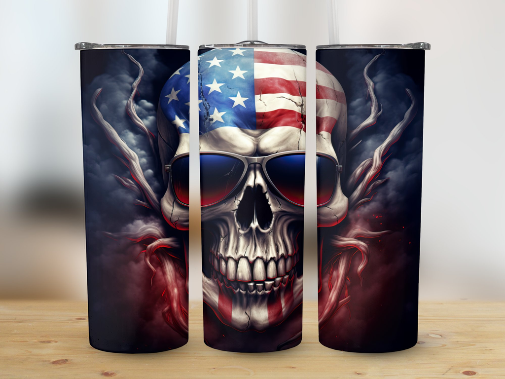 Patriotic Skull Sublimation Design for 20oz Tumblers - DIY Creative Wr | 20oz Tumblers - DIY Creative Wrap