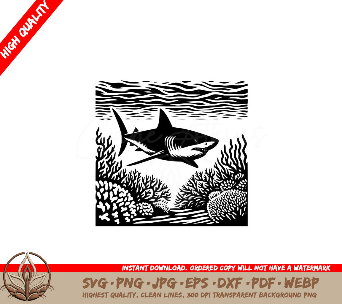 Coral Reef Shark - Digital Product File SVG