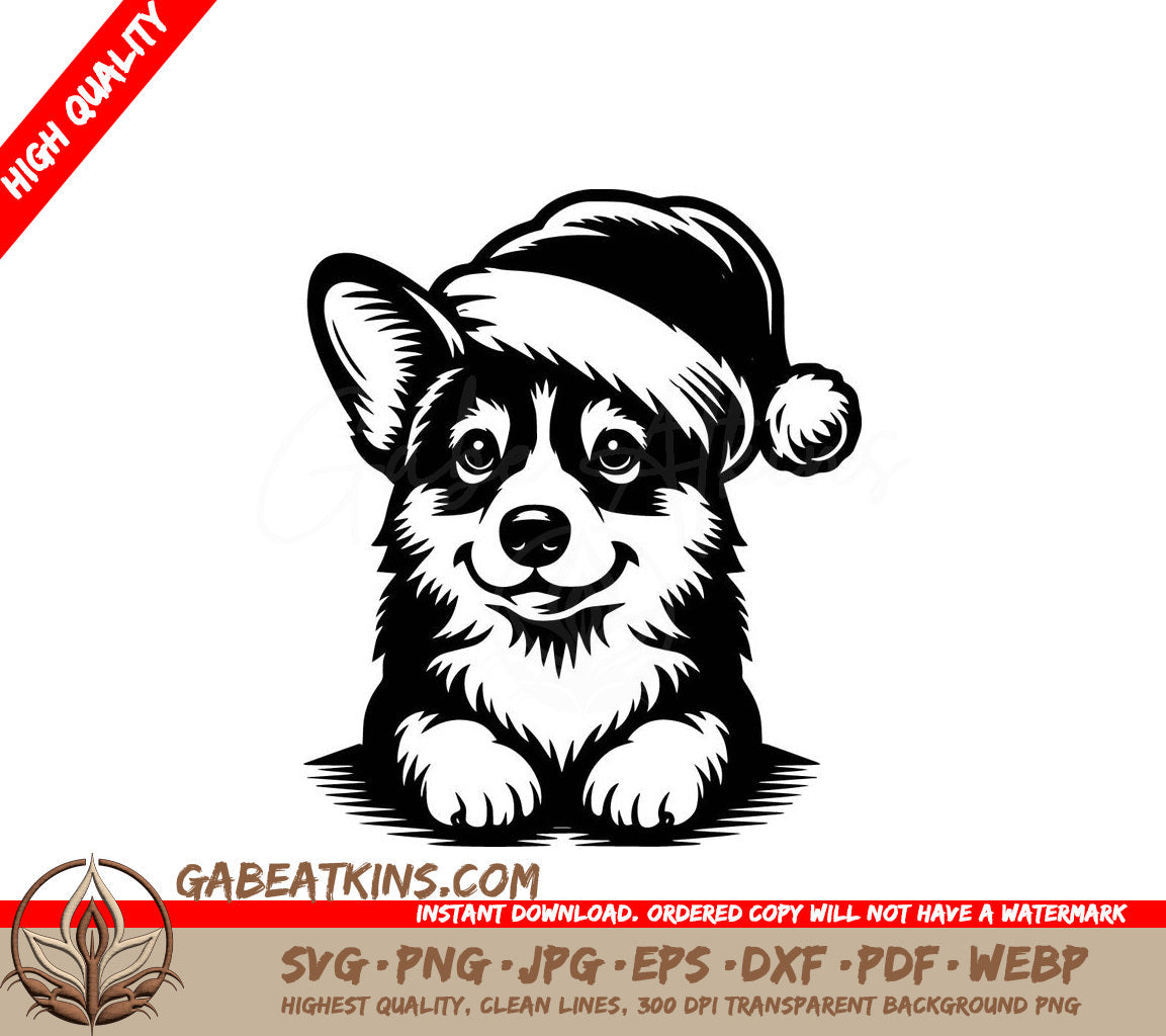  A Dog Wearing A Santa Hat SVG - Corgi Santa Dog SVG