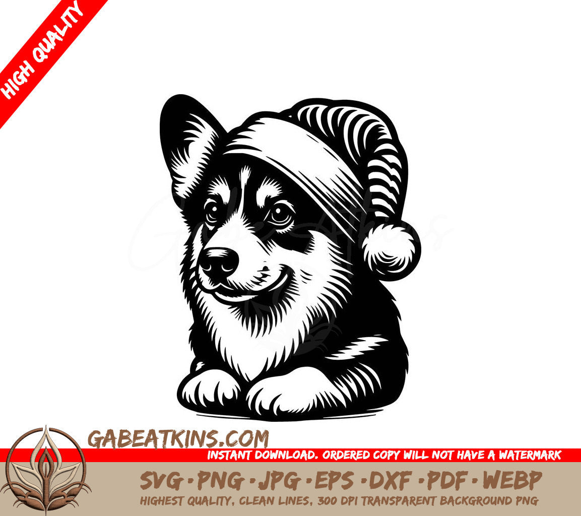  A Dog Wearing A Santa Hat SVG - Corgi Santa Pup SVG