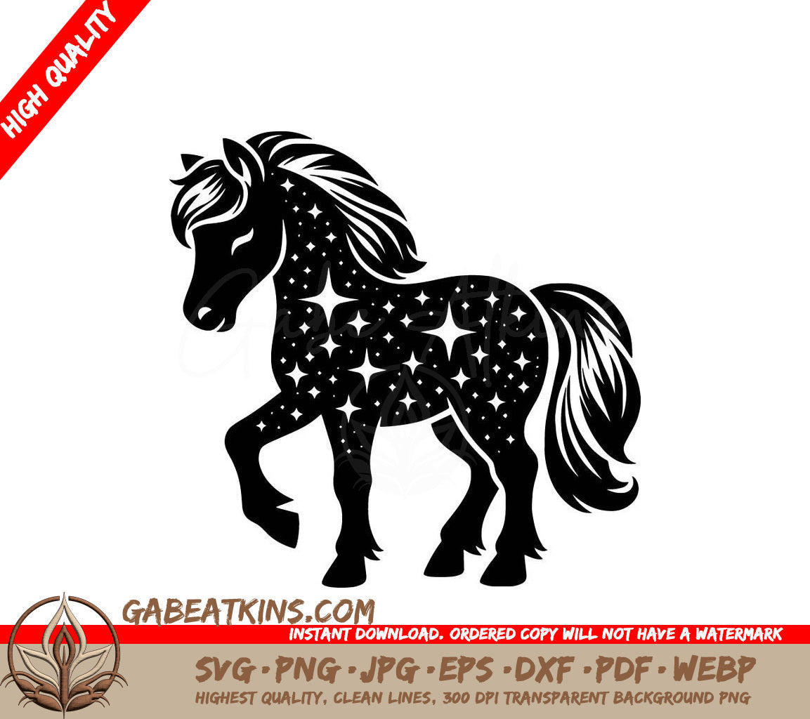  A Horse With Stars On Its Coat SVG - Cosmic Steed SVG