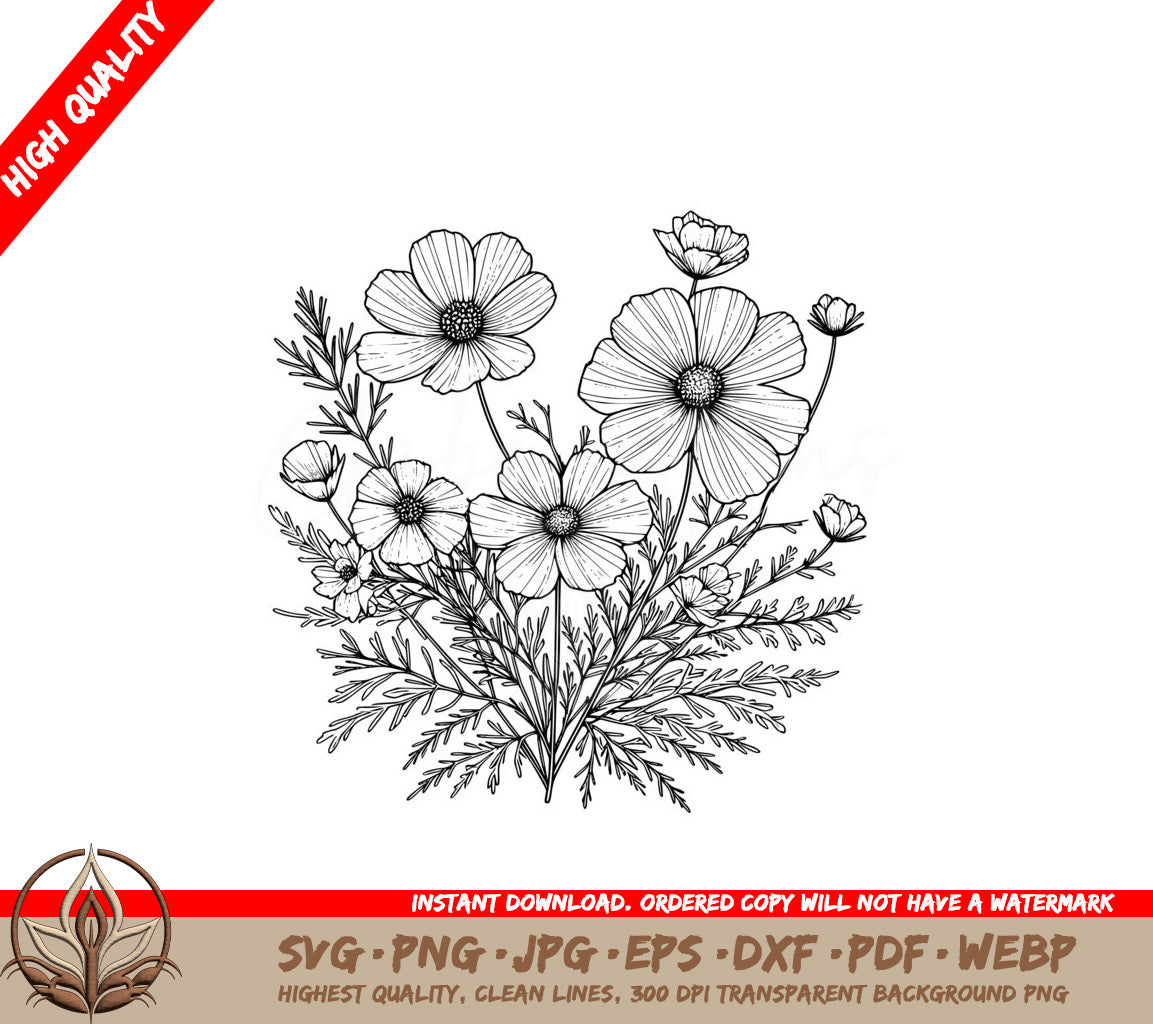 Cosmos Bloom Garden SVG