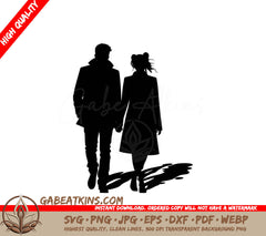 A Silhouette Of A Man And A Woman Holding Hands SVG - Couple Holding Hands SVG