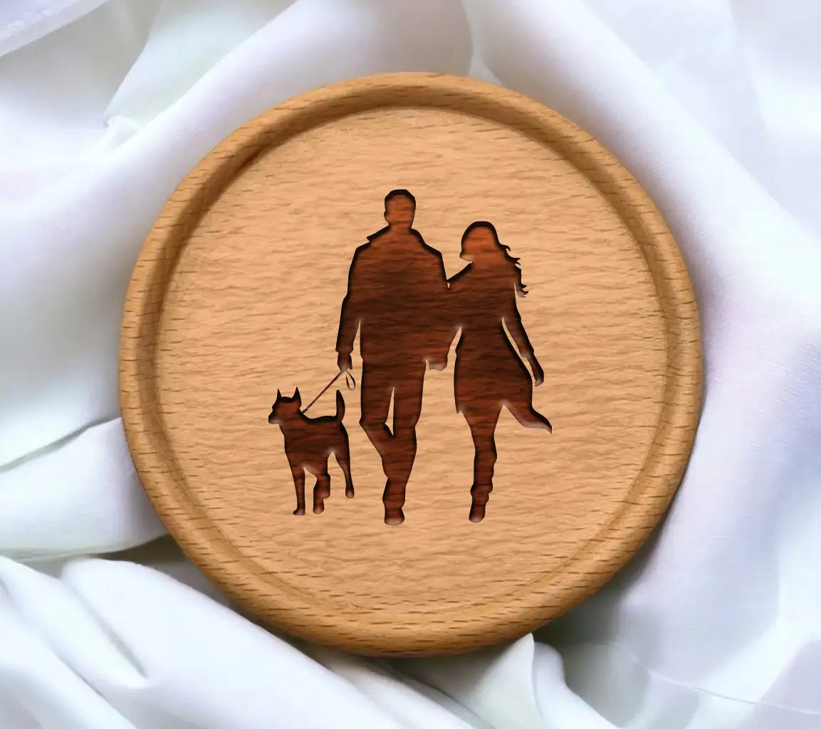 Couple Walking Dog