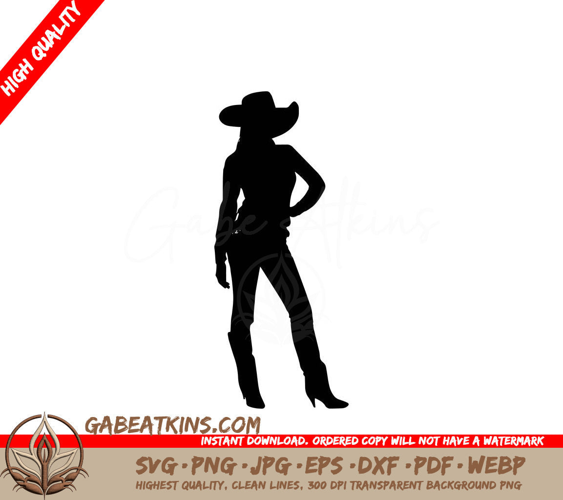 A Silhouette Of A Woman Wearing A Cowboy Hat SVG - Cowgirl Confidence Silhouette SVG