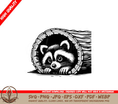 Cozy Raccoon Peeking SVG - Digital Product File Formats