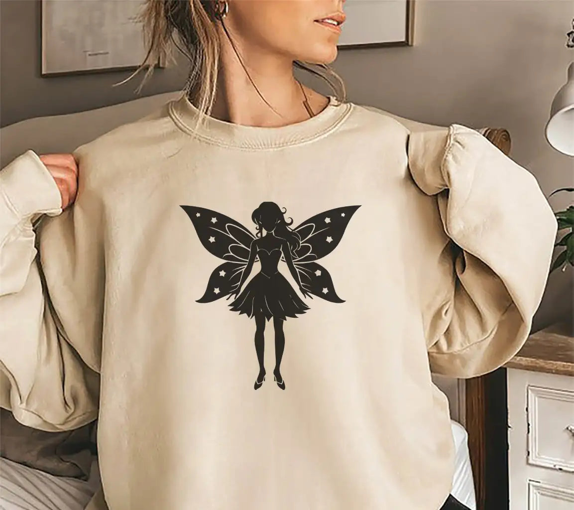  Fairy Silhouette with Butterfly Wings SVG SVG