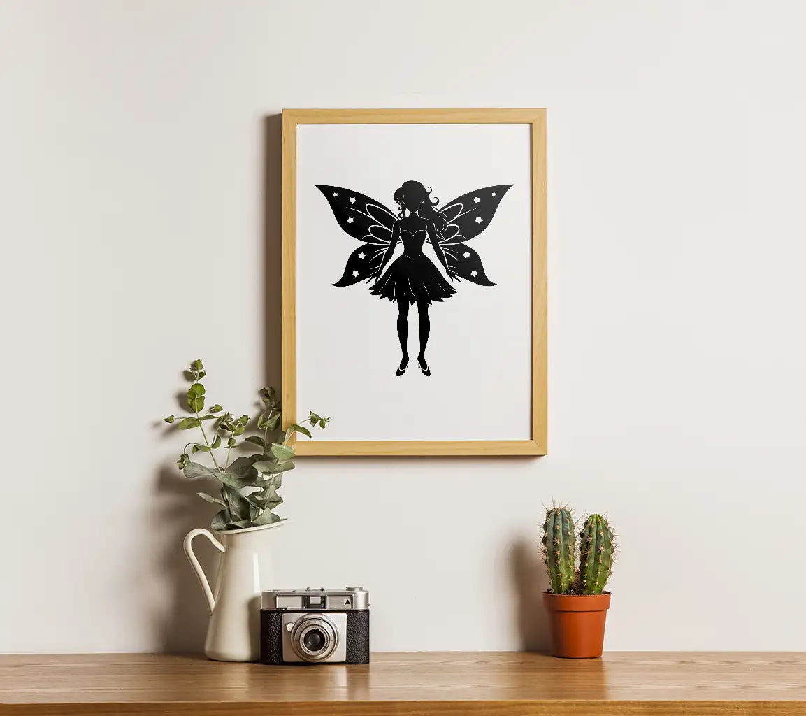  Fairy Silhouette with Butterfly Wings SVG SVG