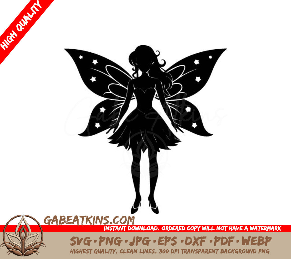  Fairy Silhouette with Butterfly Wings SVG SVG