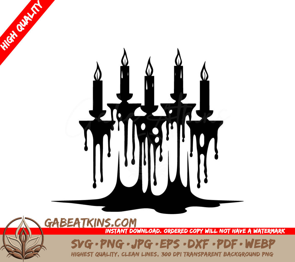 A Black And White Drawing Of A Candelabra With Melting Candles