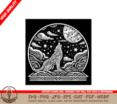 Crescent Cry Wolf SVG Digital Product