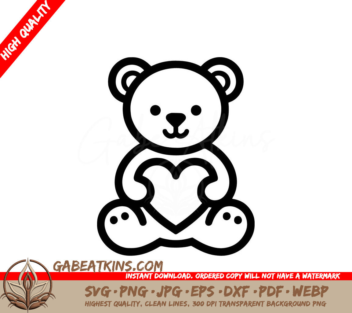  A Teddy Bear Holding A Heart SVG - Cuddly Bear Love SVG