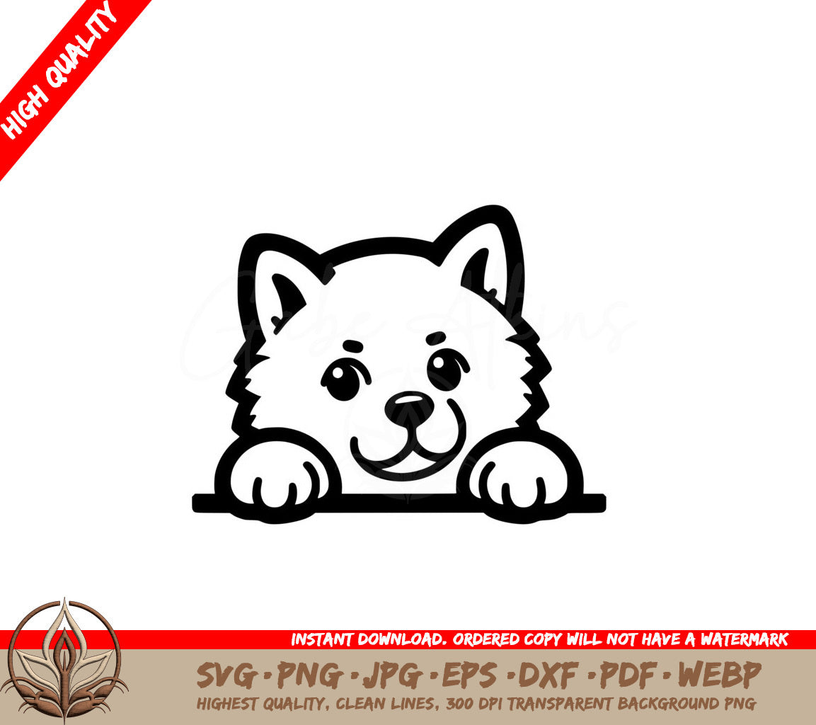 Curious Akita Inu Peeking SVG - Digital File in Multiple Formats