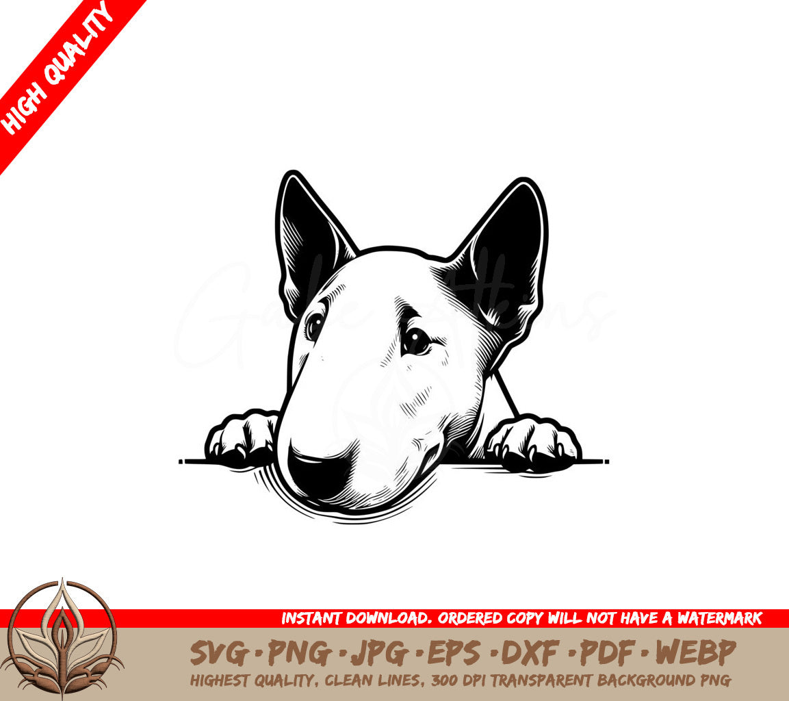 Curious Bull Terrier Peek SVG