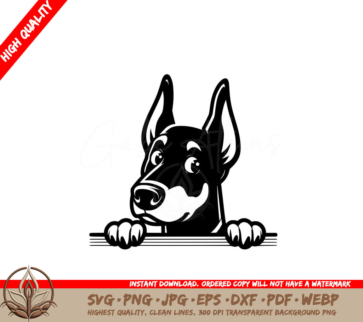 Curious Eared Dobermann SVG - Multiformat Digital Product