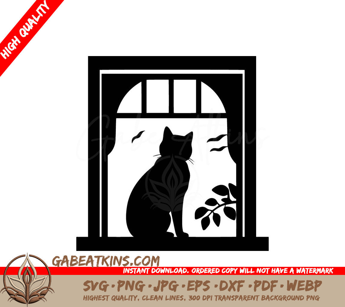  A Cat Looking Out A Window SVG - Curious Kitty in Window SVG