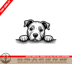 Curious Pitbull Peeking - Digital Product with SVG