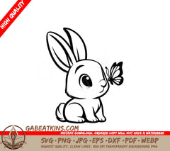 Curious Rabbit SVG -  A Rabbit With A Butterfly On Its Nose