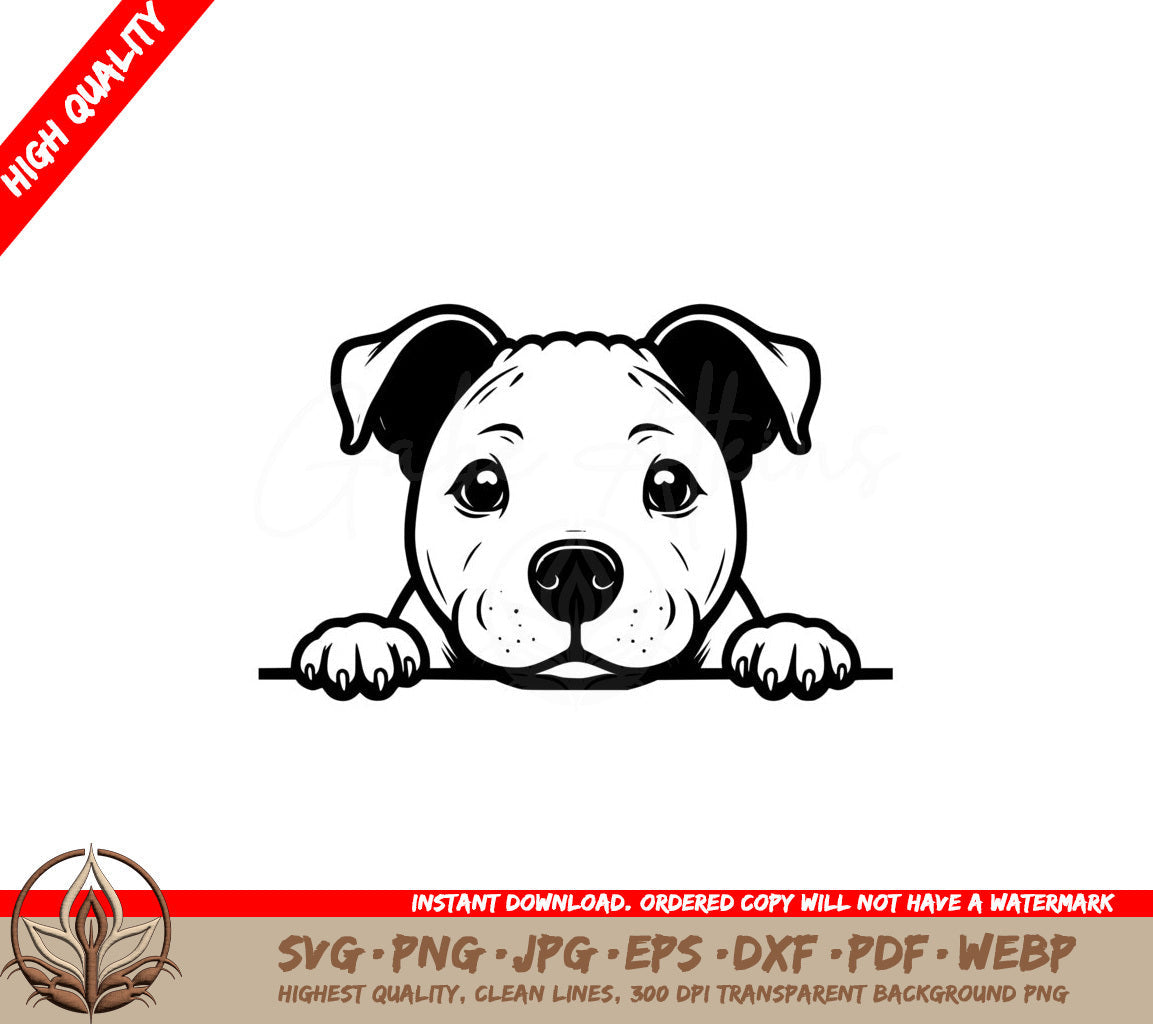 Curious Staffordshire Bull Terrier Peek SVG