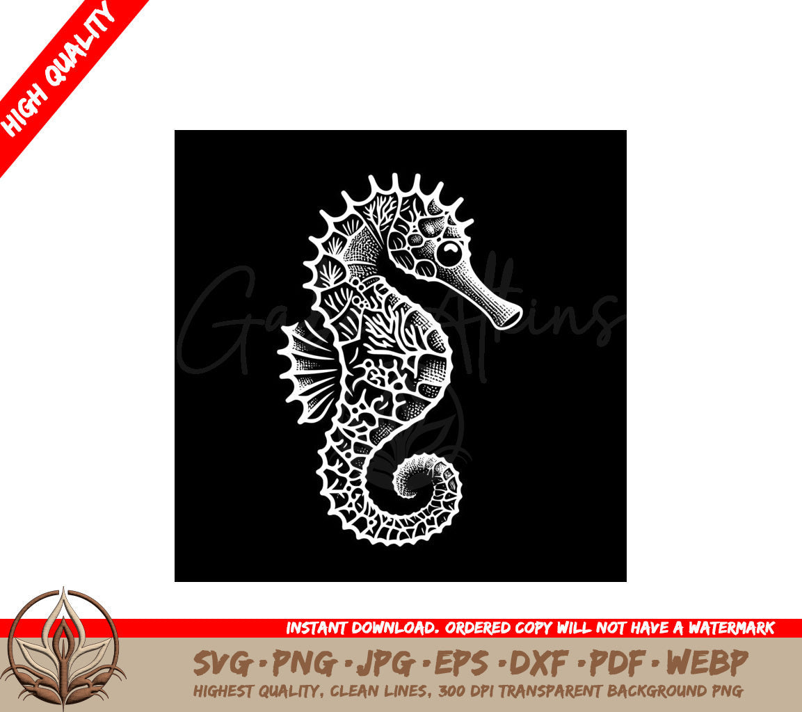 Curled Seahorse Spirals SVG Digital File