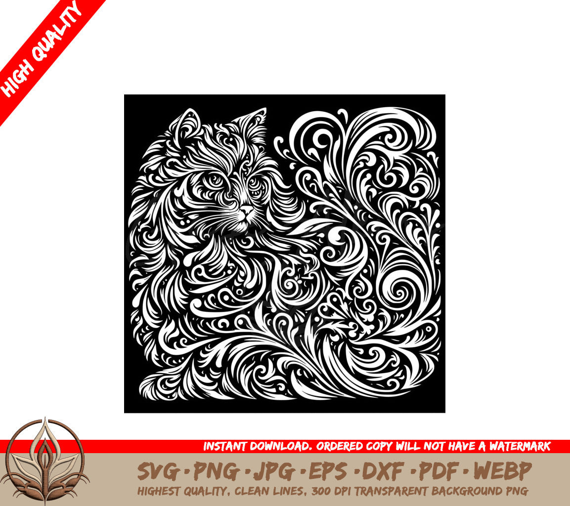 Curly Cat Waltz SVG - Digital File in Various Formats