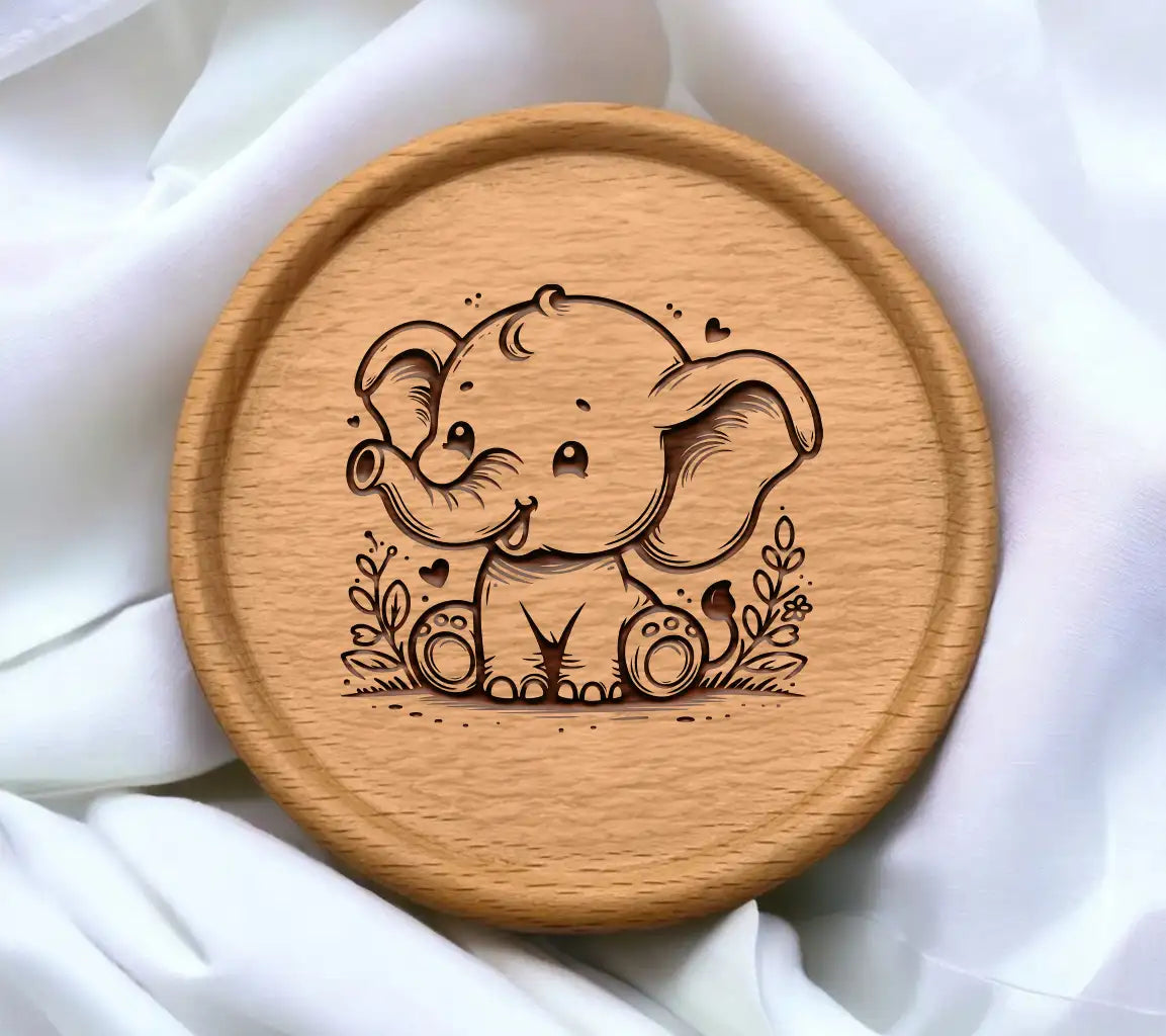 Cute Baby Elephant Coloring Page SVG -  Outline Illustration SVG