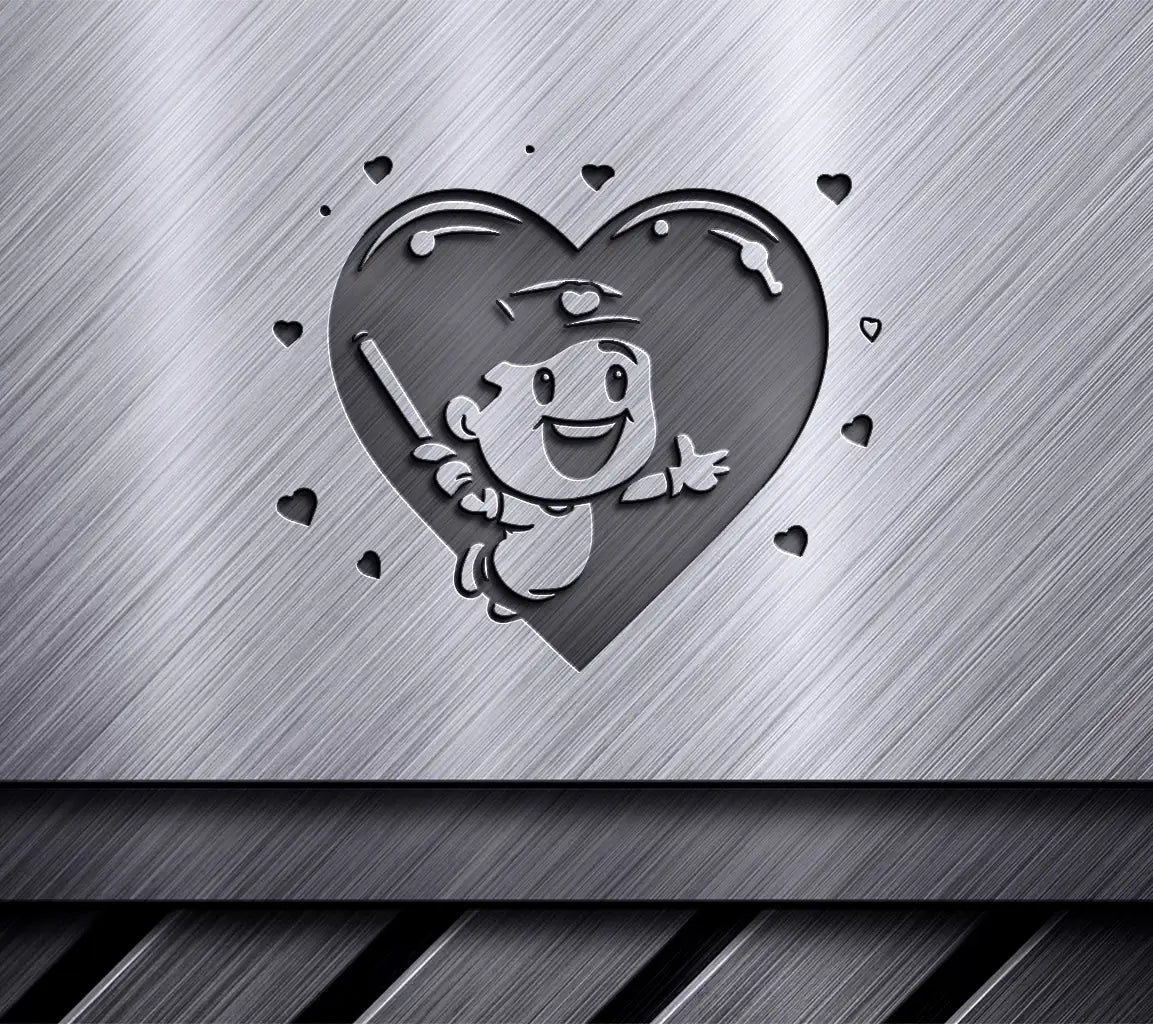 Cute Baseball Boy Holding Heart SVG -  Drawing SVG