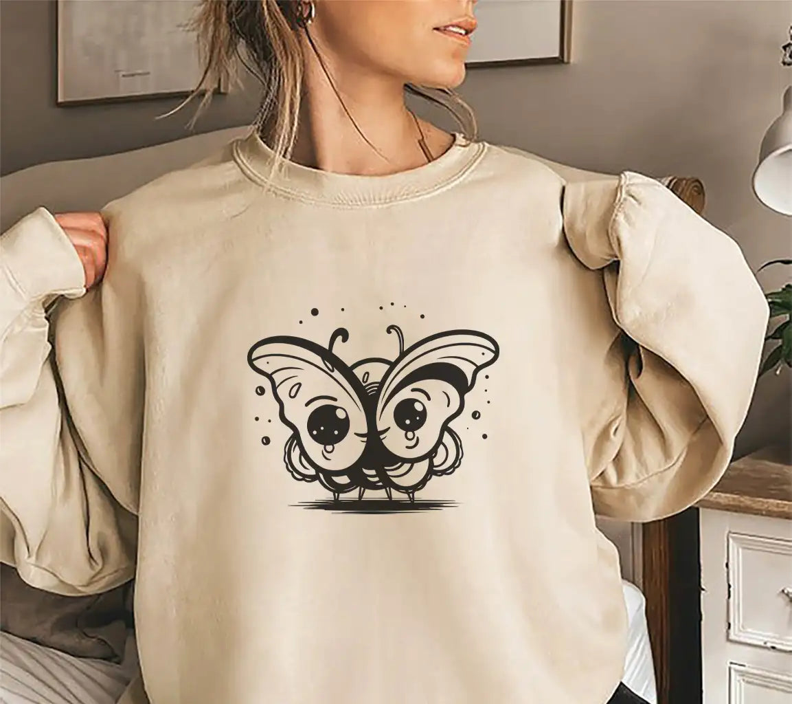 Cute  Butterfly SVG with Big Eyes - Cartoon Vector Illustration SVG