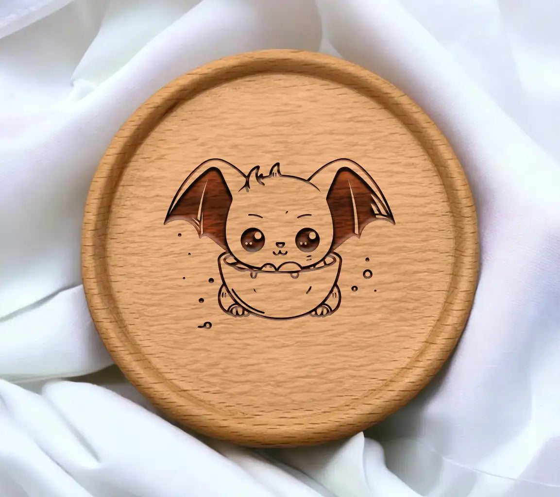 Cute Baby Bat Holding Bowl SVG -  Cartoon Illustration SVG