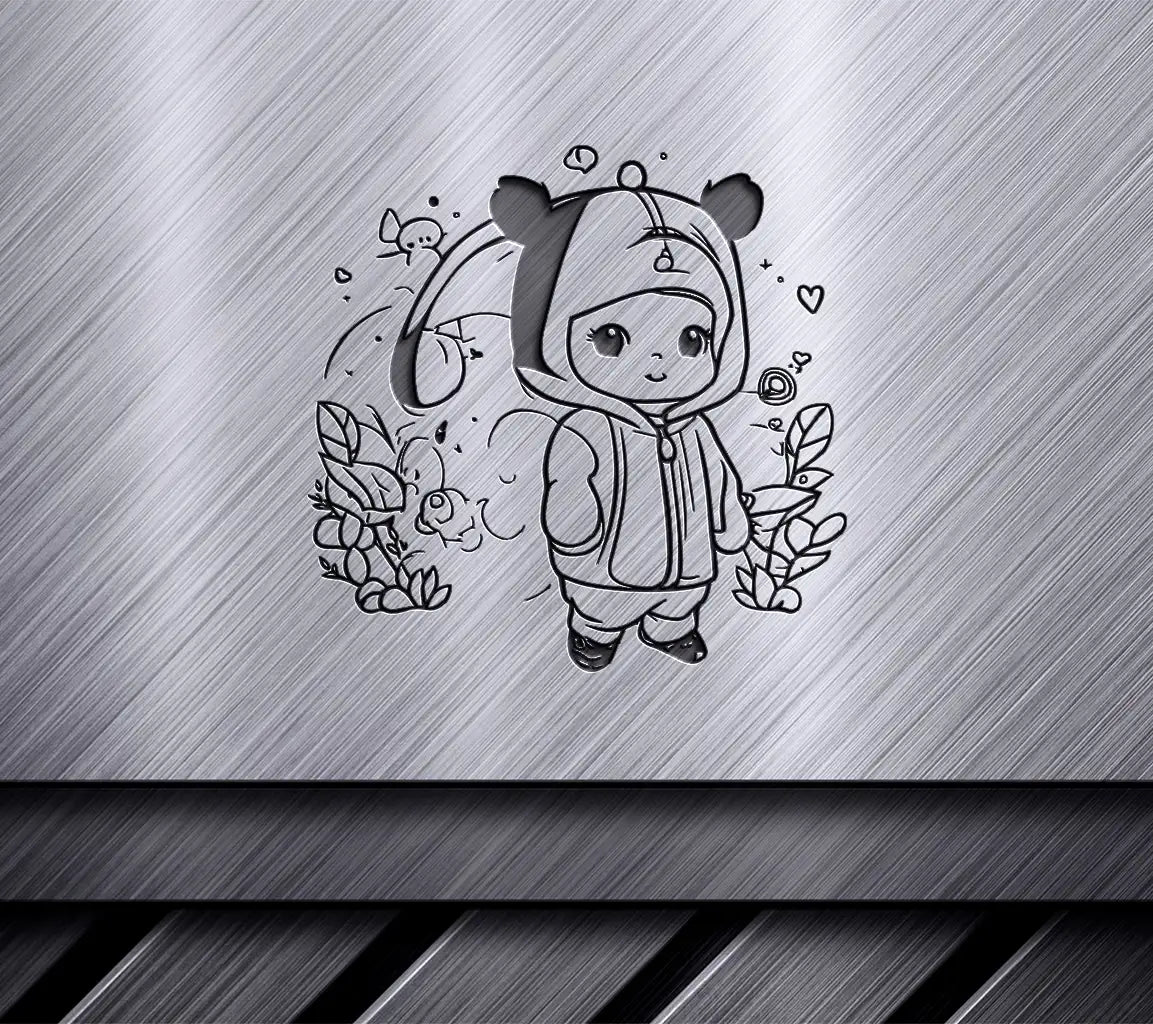 Cute Baby Panda & Astronaut Coloring Page SVG SVG